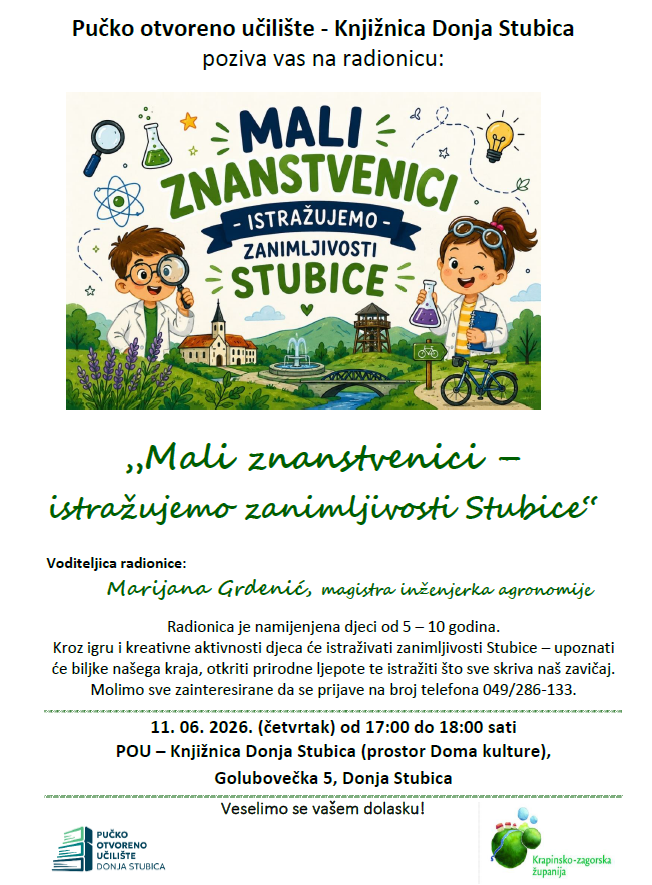 Mali znanstvenici - zanimljivosti Stubice 11.06.2026